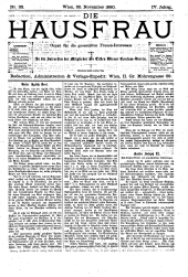 Die Hausfrau: Blätter für Haus und Wirthschaft 18801130 Seite: 1