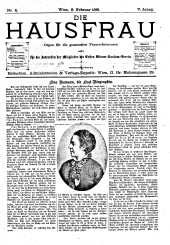 Die Hausfrau: Blätter für Haus und Wirthschaft 18810208 Seite: 1