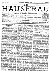 Die Hausfrau: Blätter für Haus und Wirthschaft 18810831 Seite: 1
