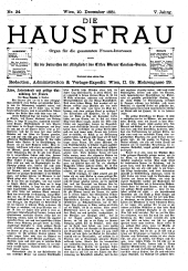 Die Hausfrau: Blätter für Haus und Wirthschaft 18811210 Seite: 1