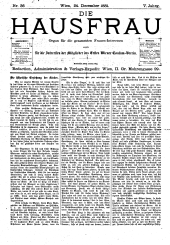 Die Hausfrau: Blätter für Haus und Wirthschaft 18811224 Seite: 1