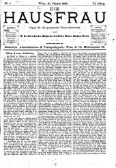 Die Hausfrau: Blätter für Haus und Wirthschaft 18820110 Seite: 1
