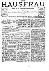 Die Hausfrau: Blätter für Haus und Wirthschaft 18821215 Seite: 1