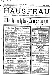 Die Hausfrau: Blätter für Haus und Wirthschaft 18841215 Seite: 1
