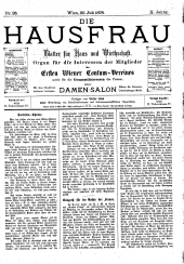 Die Hausfrau: Blätter für Haus und Wirthschaft 18780730 Seite: 1