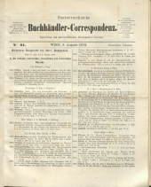 Oesterreichische Buchhändler-Correspondenz 18780803 Seite: 1