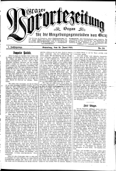 Grazer Vorortezeitung: Organ f. d. Umgebungsgemeinden v. Graz 19180616 Seite: 1