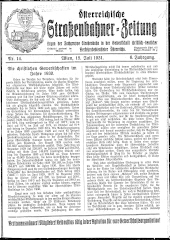 Österreichische Straßenbahner-Zeitung 19310715 Seite: 1