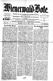 Wienerwald-Bote 19230428 Seite: 1