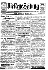 Die neue Zeitung 19230430 Seite: 1