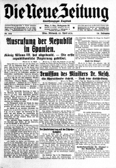 Die neue Zeitung 19310415 Seite: 1