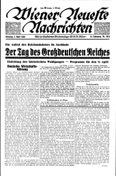 Wiener neueste Nachrichten 19380405 Seite: 1