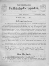 Oesterreichische Buchhändler-Correspondenz 19170314 Seite: 1