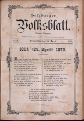 Salzburger Volksblatt: unabh. Tageszeitung f. Stadt u. Land Salzburg 18790424 Seite: 1