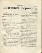 Oesterreichische Buchhändler-Correspondenz 18790426 Seite: 1