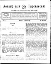 Auszug aus der Tagespresse 19180207 Seite: 1