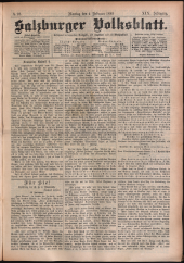 Salzburger Volksblatt: unabh. Tageszeitung f. Stadt u. Land Salzburg 18890204 Seite: 1