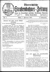 Österreichische Straßenbahner-Zeitung 19270201 Seite: 1