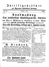 Agramer Zeitung 18470501 Seite: 1