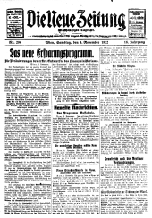 Die neue Zeitung 19221104 Seite: 1