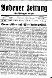 Badener Zeitung 19231103 Seite: 1
