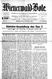 Wienerwald-Bote 19221104 Seite: 1