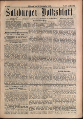 Salzburger Volksblatt: unabh. Tageszeitung f. Stadt u. Land Salzburg 18910930 Seite: 1