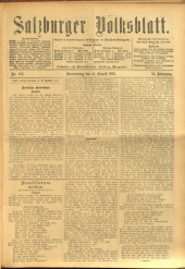 Salzburger Volksblatt: unabh. Tageszeitung f. Stadt u. Land Salzburg 19020814 Seite: 1