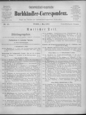 Oesterreichische Buchhändler-Correspondenz 19120501 Seite: 1