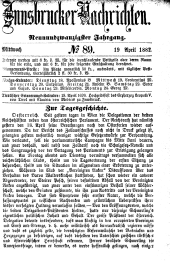 Innsbrucker Nachrichten 18820419 Seite: 1