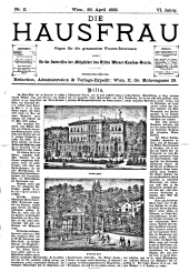 Die Hausfrau: Blätter für Haus und Wirthschaft 18820420 Seite: 1