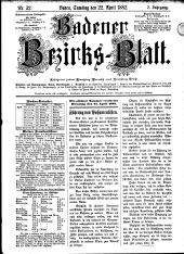 Badener Bezirks-Blatt 18820422 Seite: 1