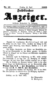 Feldkircher Anzeiger 18820425 Seite: 1