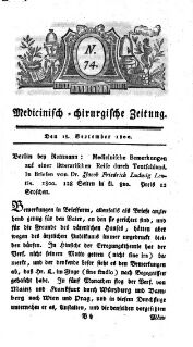 Medicinisch chirurgische Zeitung