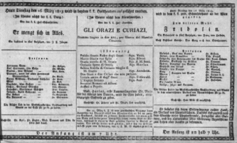 Theaterzettel (Oper und Burgtheater in Wien)