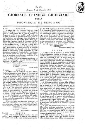 Giornale d'indizi giudiziarj della provincia di Bergamo