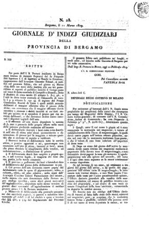 Giornale d'indizi giudiziarj della provincia di Bergamo