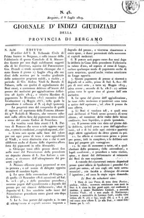 Giornale d'indizi giudiziarj della provincia di Bergamo