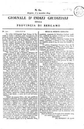 Giornale d'indizi giudiziarj della provincia di Bergamo