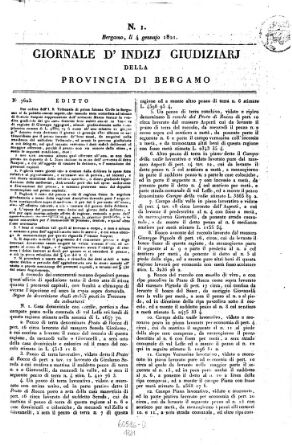 Giornale d'indizi giudiziarj della provincia di Bergamo