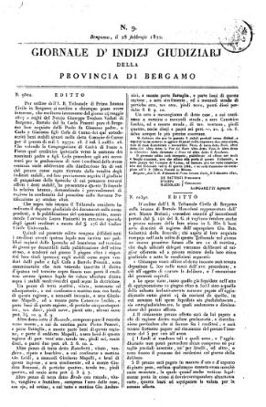 Giornale d'indizi giudiziarj della provincia di Bergamo