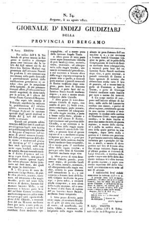 Giornale d'indizi giudiziarj della provincia di Bergamo