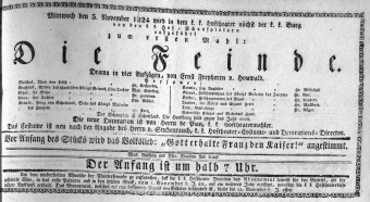 Theaterzettel (Oper und Burgtheater in Wien)
