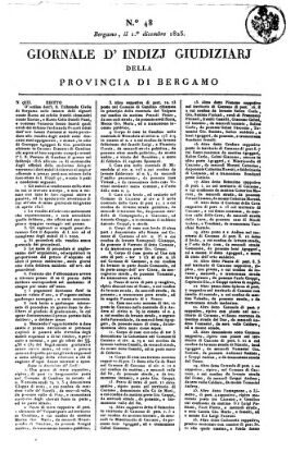 Giornale d'indizi giudiziarj della provincia di Bergamo