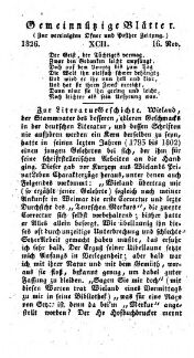 Gemeinnützige Blätter zur Belehrung und Unterhaltung
