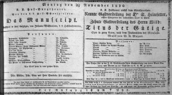 Theaterzettel (Oper und Burgtheater in Wien)
