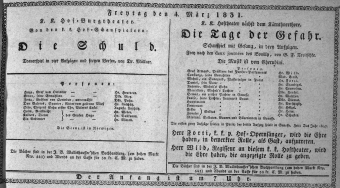 Theaterzettel (Oper und Burgtheater in Wien)