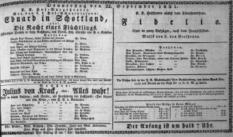 Theaterzettel (Oper und Burgtheater in Wien)