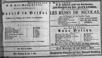 Theaterzettel (Oper und Burgtheater in Wien)