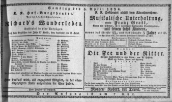 Theaterzettel (Oper und Burgtheater in Wien)